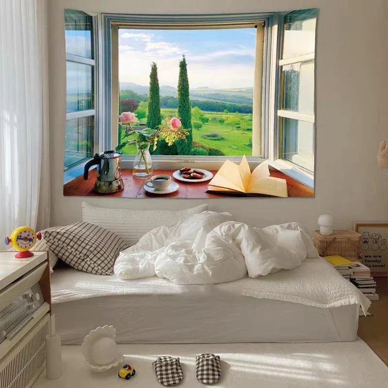DecorBites™ Dreamy Window Scenery Tapestry Wall Hanging for Room Decor