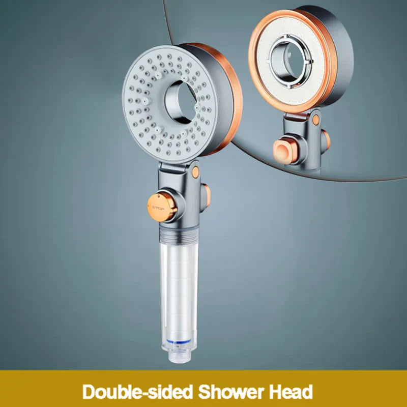 DecorBites™ Dual-Sided Shower Head 3 Jettings Water Saving Filtration Round Rainfall