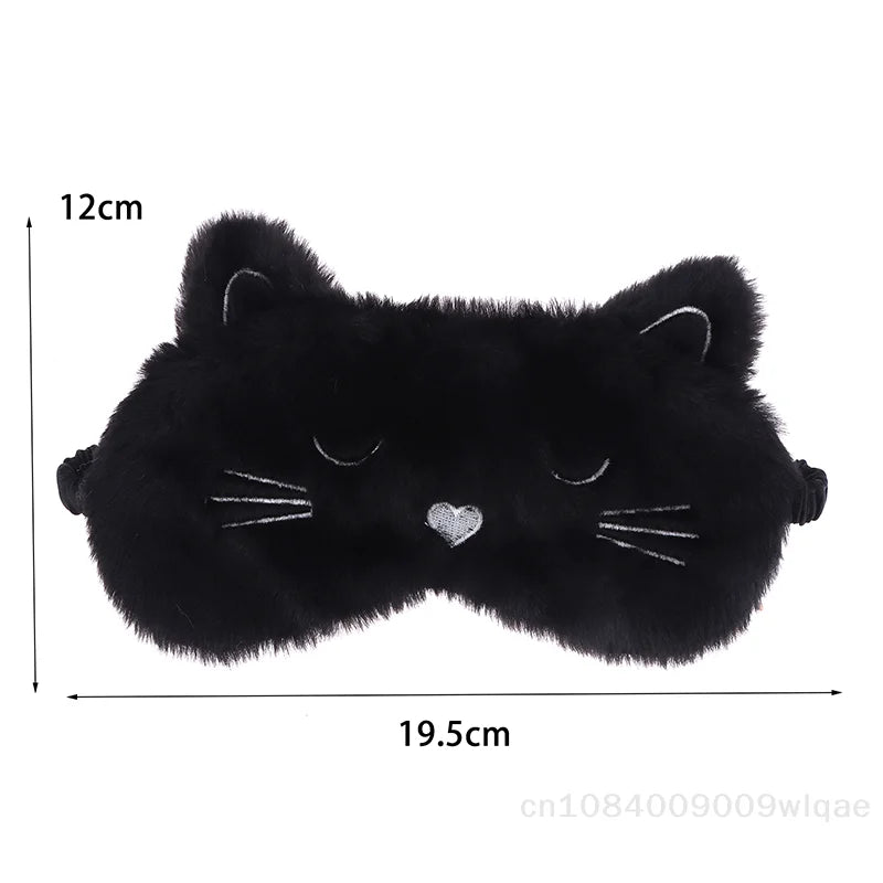 Solid Color Plush Sleep Mask for Naps | 3D Cute Blackout Eye Cover with Adjustable Strap