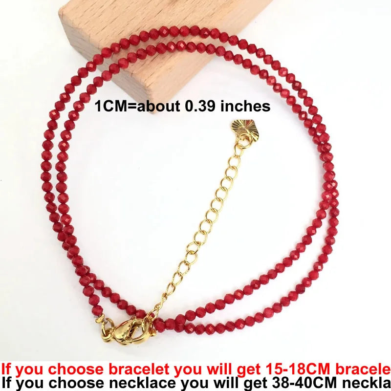 Faceted Gemstone Beaded Necklace and Bracelet Set | Natural Crystal Choker Jewelry for Men and Women