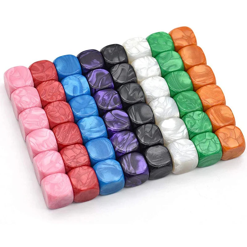 10pcs/set  Rounded Corner Dice Pearl Pattern Blank Glossy Dice DIY Game Accessories 16mm