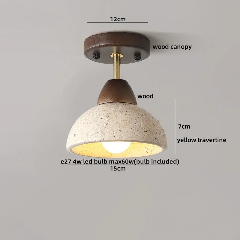 DecorBites™ Ellipse Stone LED Ceiling Light Natural Travertine Lamp Plafon
