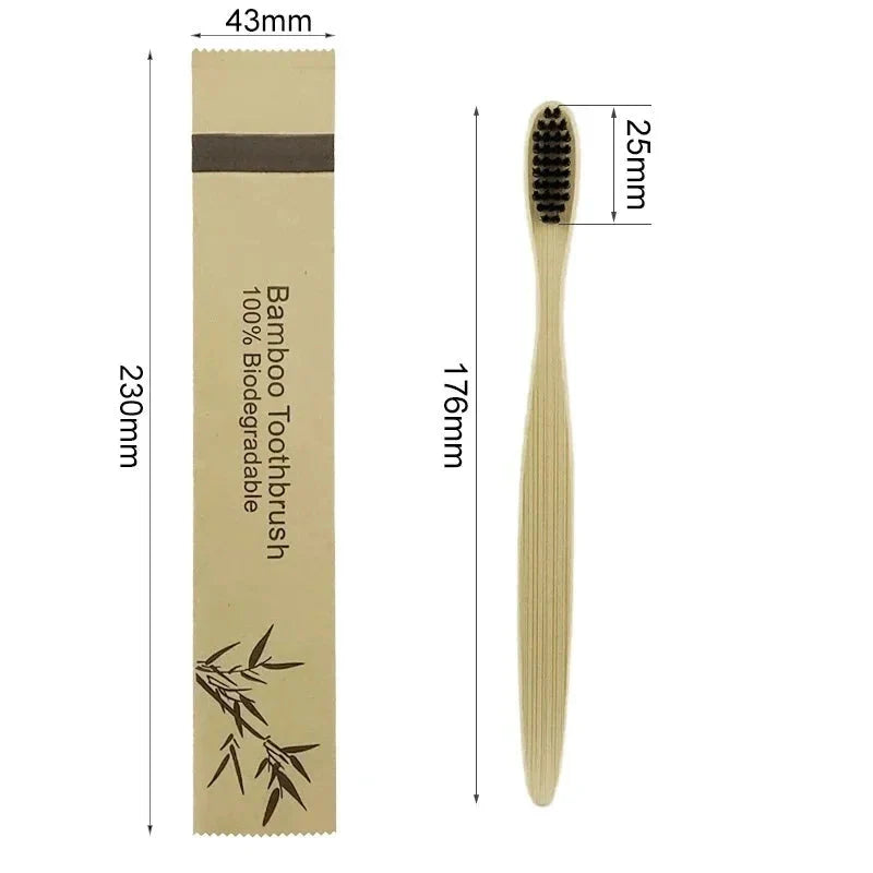Eco-Friendly Bamboo Toothbrush - Soft Bristles, Vegan, Plastic-Free, 10-Pack