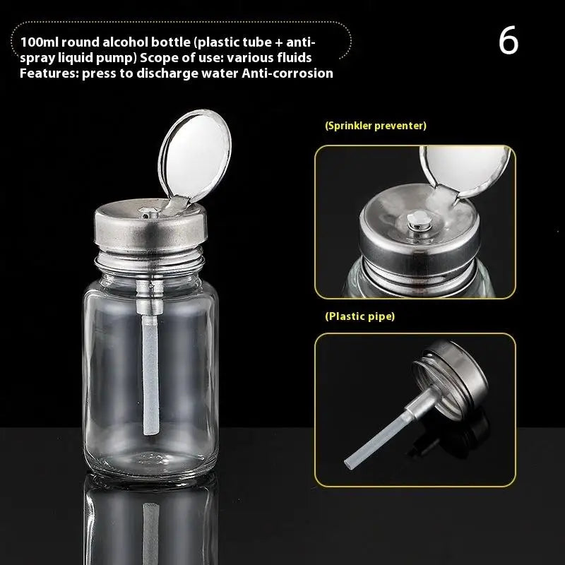 Glass Nail Polish Bottle with Pump | Refillable Dispenser for Remover and Cleaner
