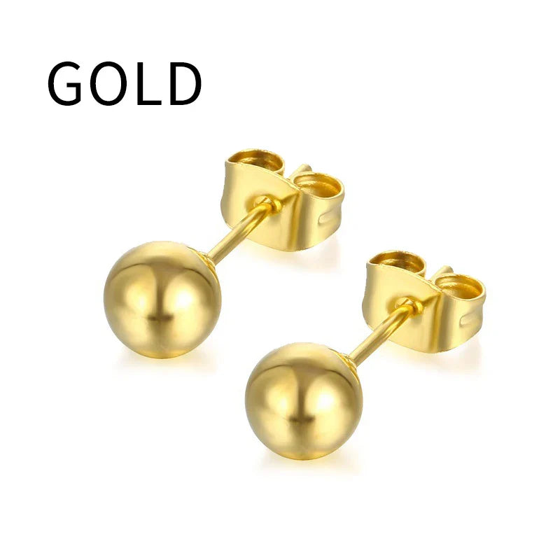 Multicolor Stainless Steel Ball Stud Earrings | Unisex Fashion Jewelry Gift