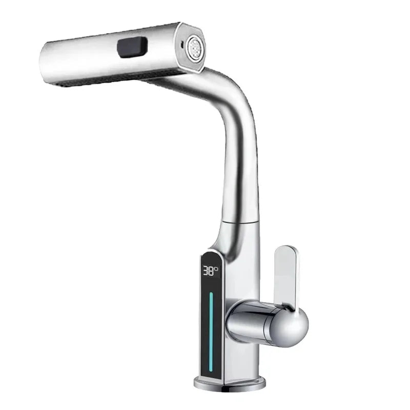 DecorBites™ Digital Display Waterfall Basin Faucet with 3 Modes - Hot Cold Mixer Tap