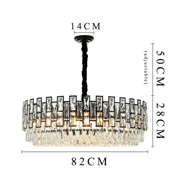 DecorBites™ Black Crystal LED Chandelier for Living Room, Dining Room, Kitchen, Bedroom