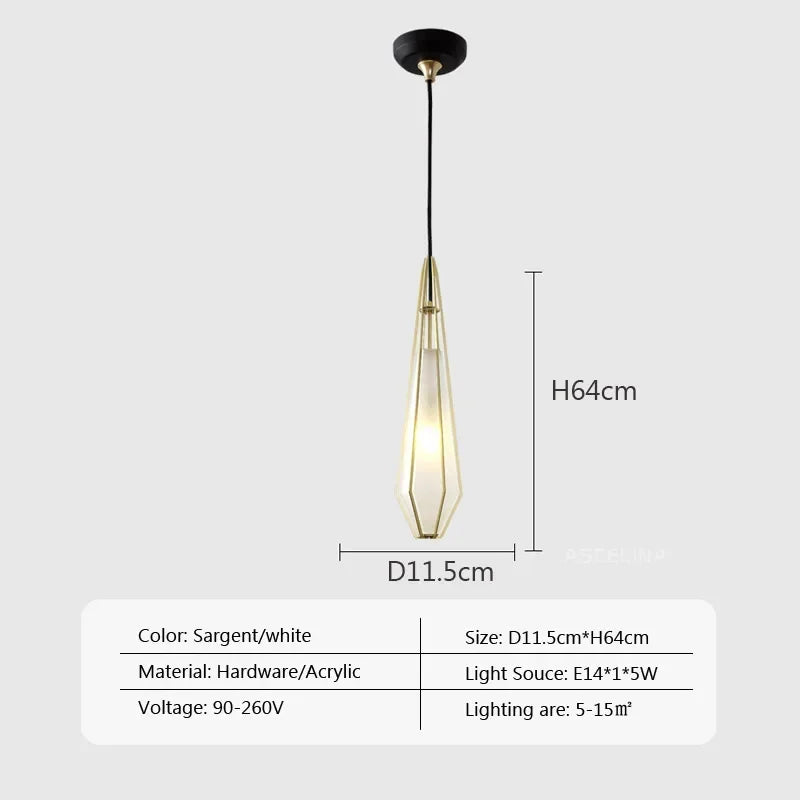 Modern gold geometric pendant light dining room led glass decorbites