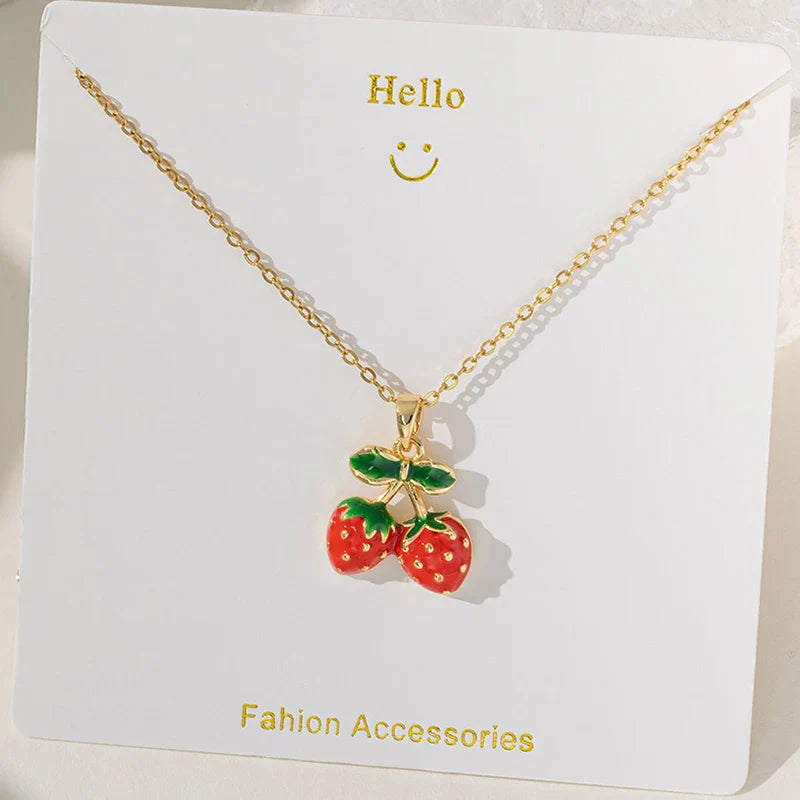 ANENJERY 316L Stainless Steel Fruit Pendant Necklace | Simple Fashion Jewelry for Women