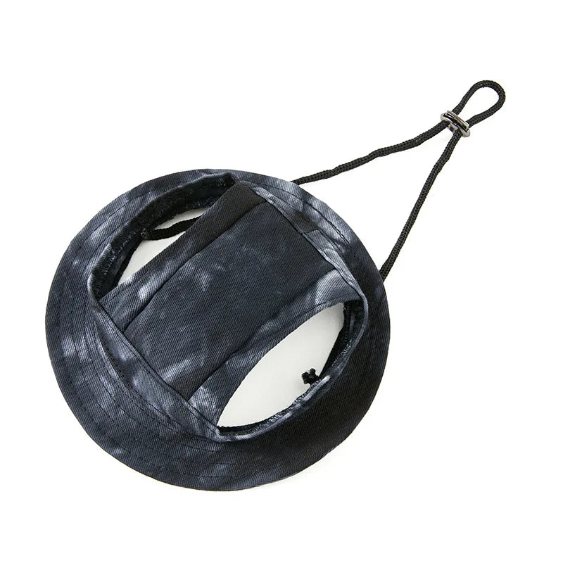 Dog Sun Hat with Ear Holes | Breathable Cotton Bucket Hat for Small Pets
