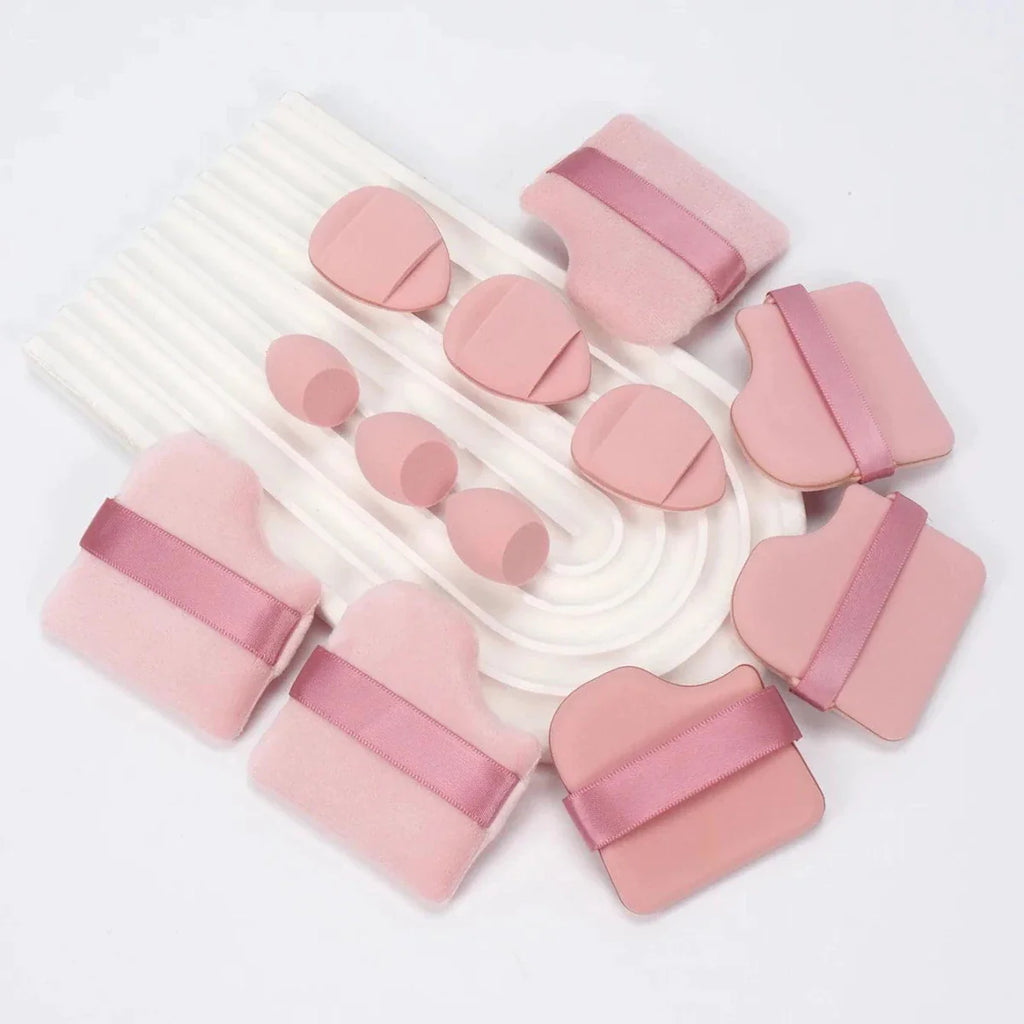 12 Piece All Purpose Makeup Sponge Set with Loose Powder Puffs Mini Air Cushion Puffs Beauty Eggs and Mini Beauty Sponges