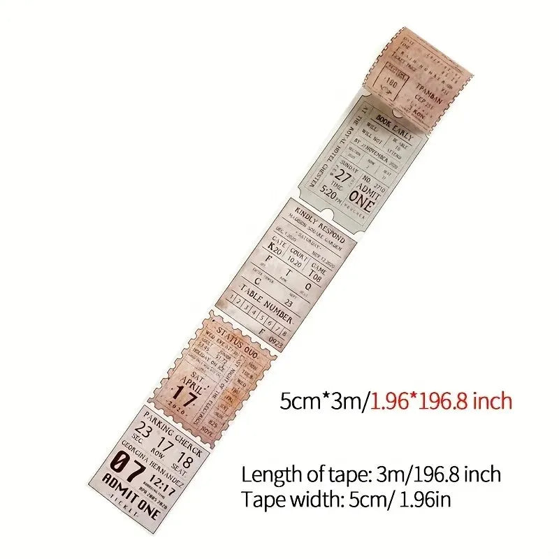 Vintage Poems Ticket Plants Washi Tape | Decorative Masking Tape for Scrapbooking and DIY Crafts