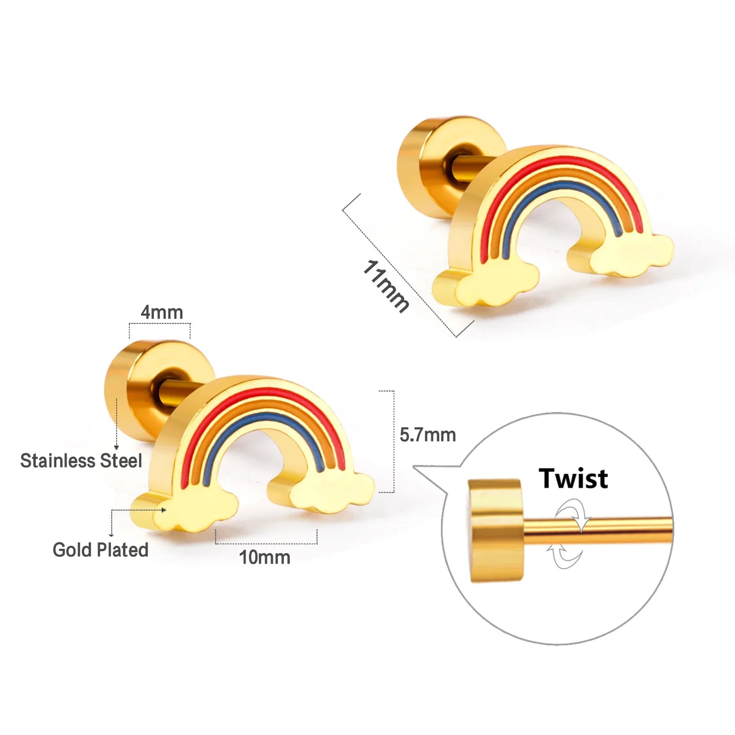 Cute Acrylic Animal Stud Earrings | Surgical Steel Hypoallergenic Earrings for Women and Girls