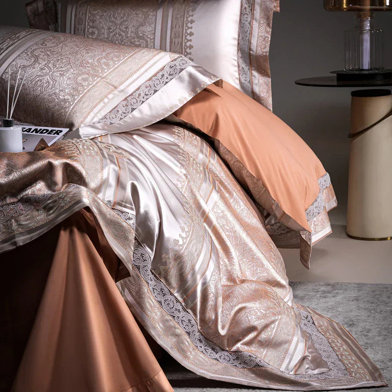 DecorBites™ Damask Jacquard Egyptian Cotton Luxury Bedding Set