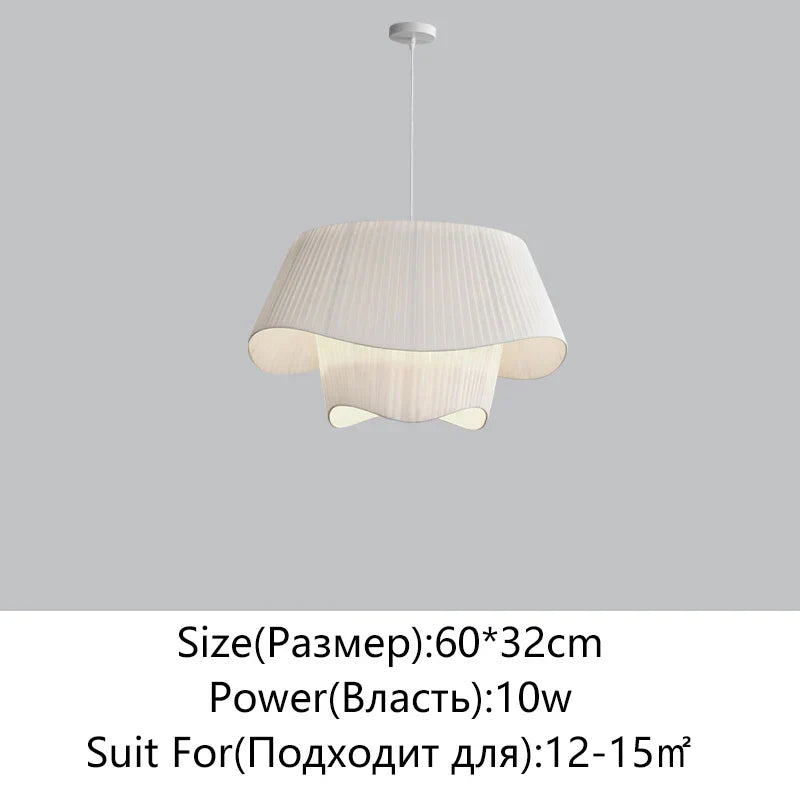 DecorBites™ Cream Fabric Chandelier: Retro Nordic Attic Light for Bedroom, Living Room, Dining Room