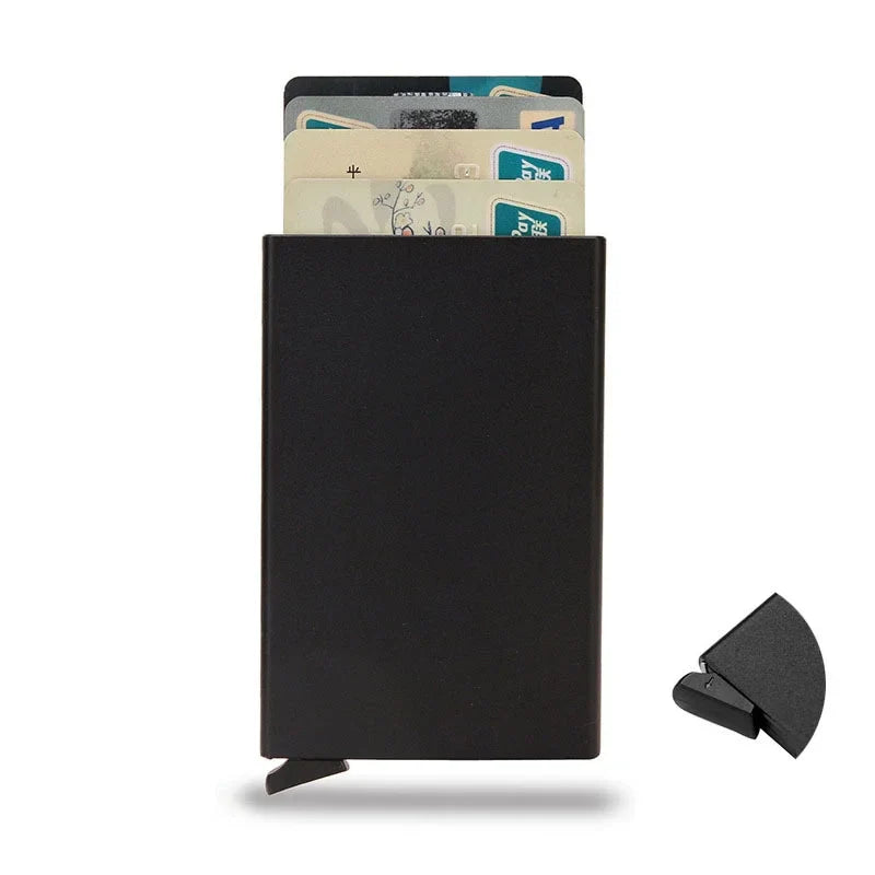 Minimalist RFID Blocking Wallet | Metal Pop Up Card Holder for Men and Women