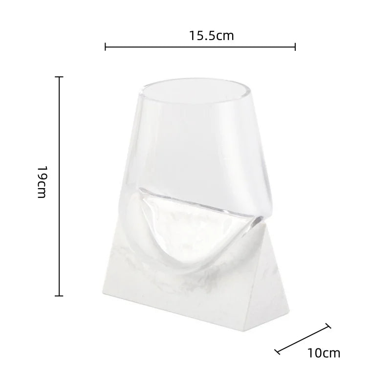 DecorBites™ Abstract Glass Vase with Marble Base for Home Decoration