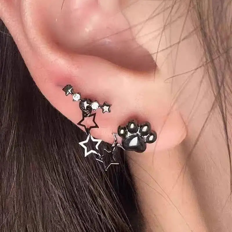 Double Ear Hole Ear Bone Chain Earrings | Sweet Cool Y2K Dazzle Color Jewelry