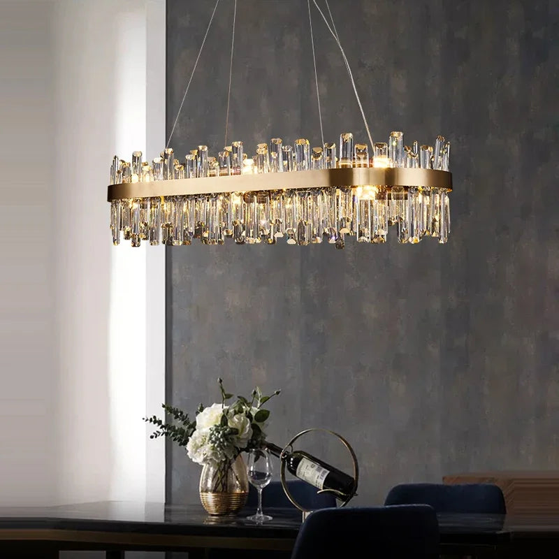 DecorBites™ Crystal LED Oval Chandelier for Dining Room Lighting