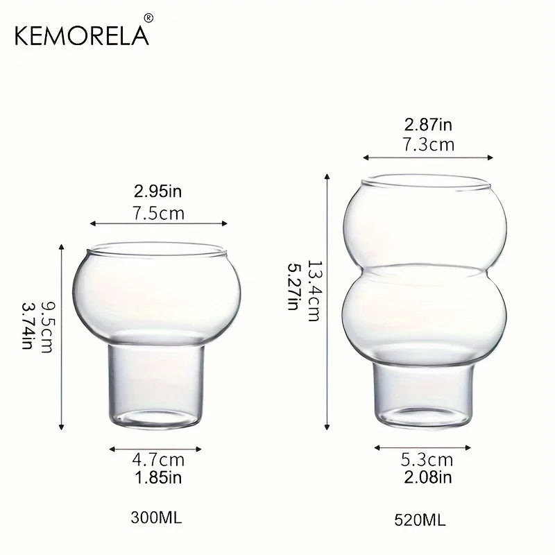 DecorBites™ 520ml Gourd Shaped Glass Cup Set - Versatile Drinkware for Coffee, Tea, and More