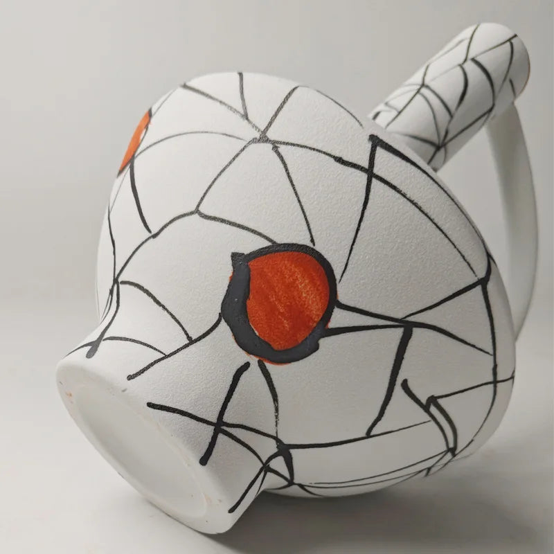 DecorBites™ Geometric Line Ceramic Vase with Fringe Decoration
