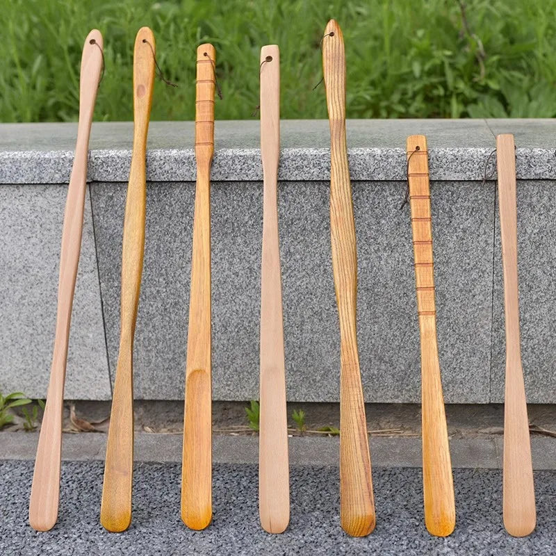 DecorBites™ Bamboo Pattern Long Handle Shoehorn Shoe Lifter for Easy Shoe Wearing