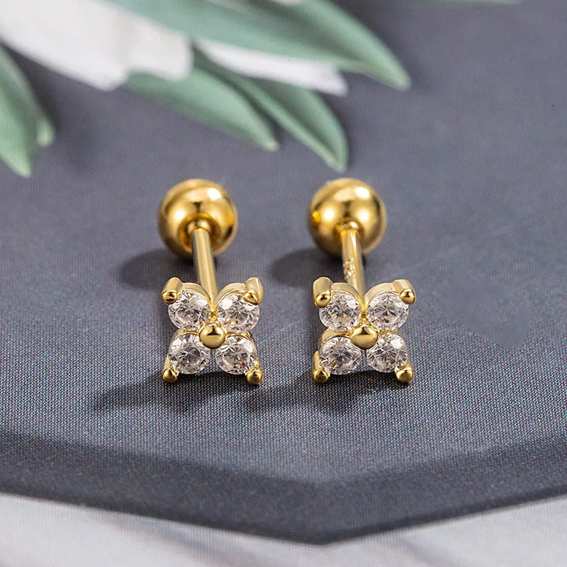 Heart Stud Earrings for Women | Hypoallergenic Screw Back Piercing Jewelry