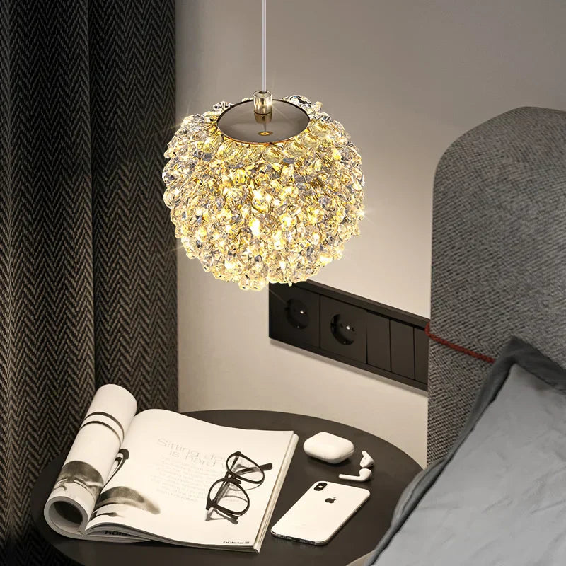 DecorBites™ Gold Metal Crystal Pendant Light for Bedroom Dining Room Aisle Corridor