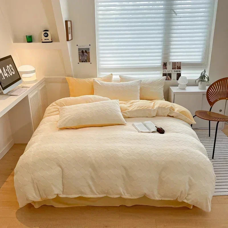 DecorBites™ High-Density Milk Fleece Warm Bedding Set for Winter