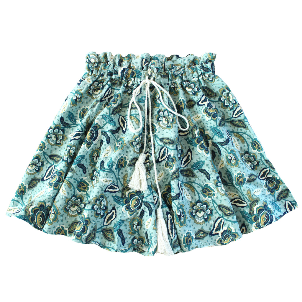 Sekar Floral Skort In Blue | High-Waisted Cotton Skirt Shorts