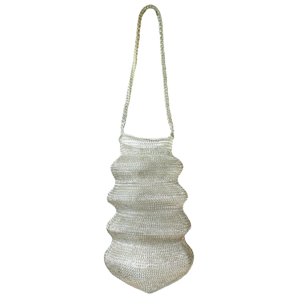 The Shell Handwoven Wire Bag In Silver