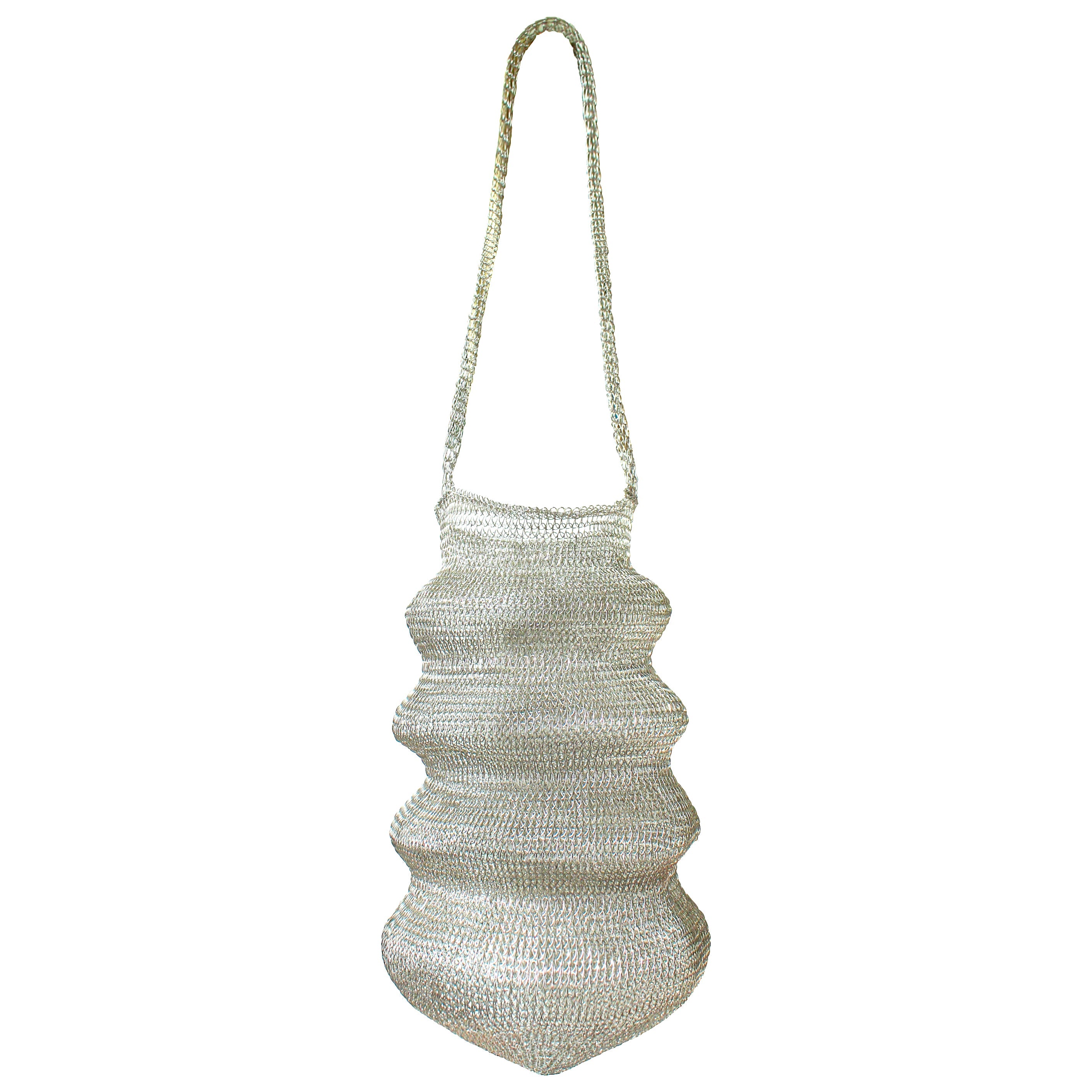 The Shell Handwoven Wire Bag In Silver