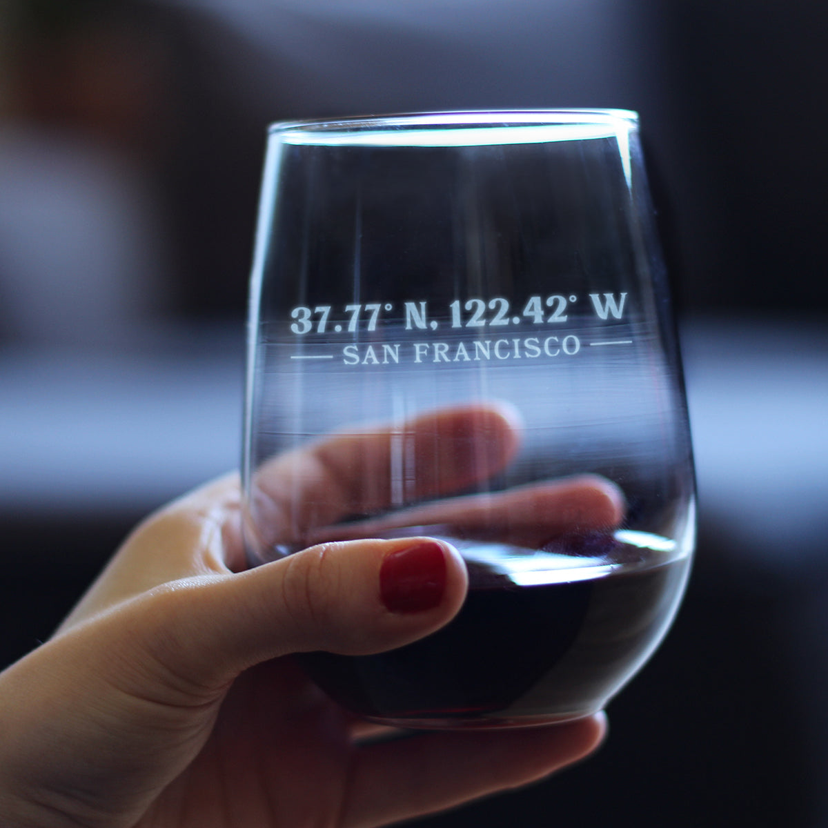 San Francisco Coordinates - 17 Ounce Stemless Wine Glass