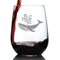 Decorative Whale - 17 Ounce Stemless Wine Glass