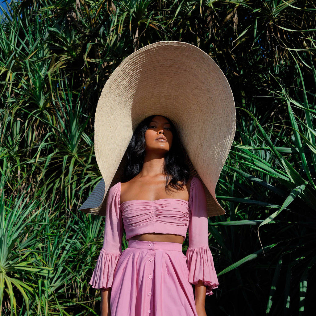 The Solana Oversized Straw Hat in Natural Beige