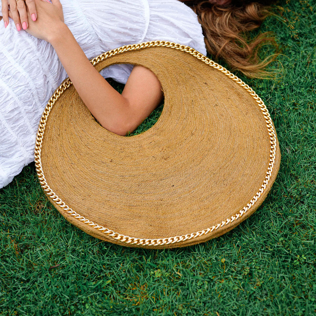 The Solo Cocco Jute Bag With Gold Chain
