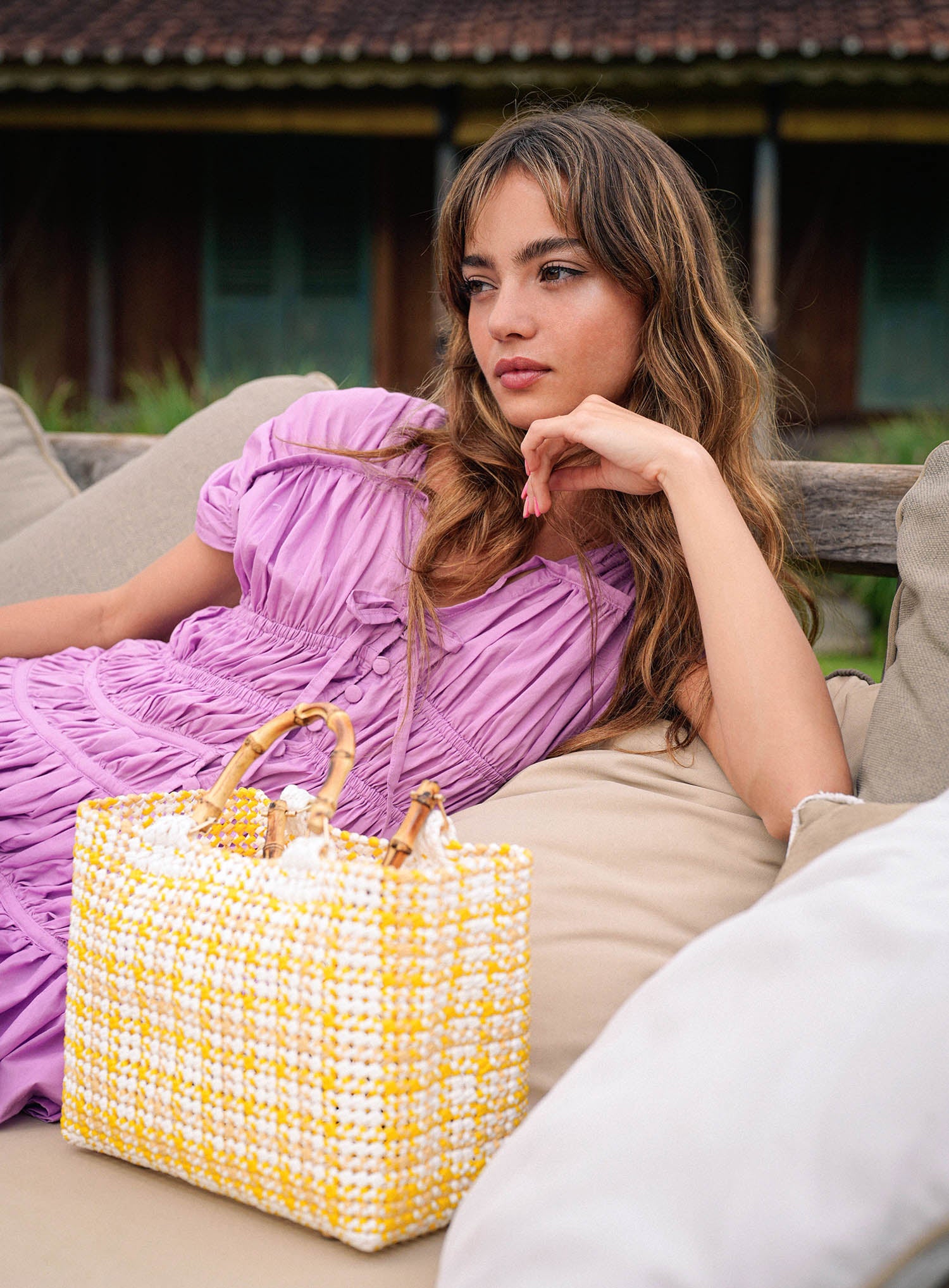The Srikandi Mini Ruffle Dress In Light Purple