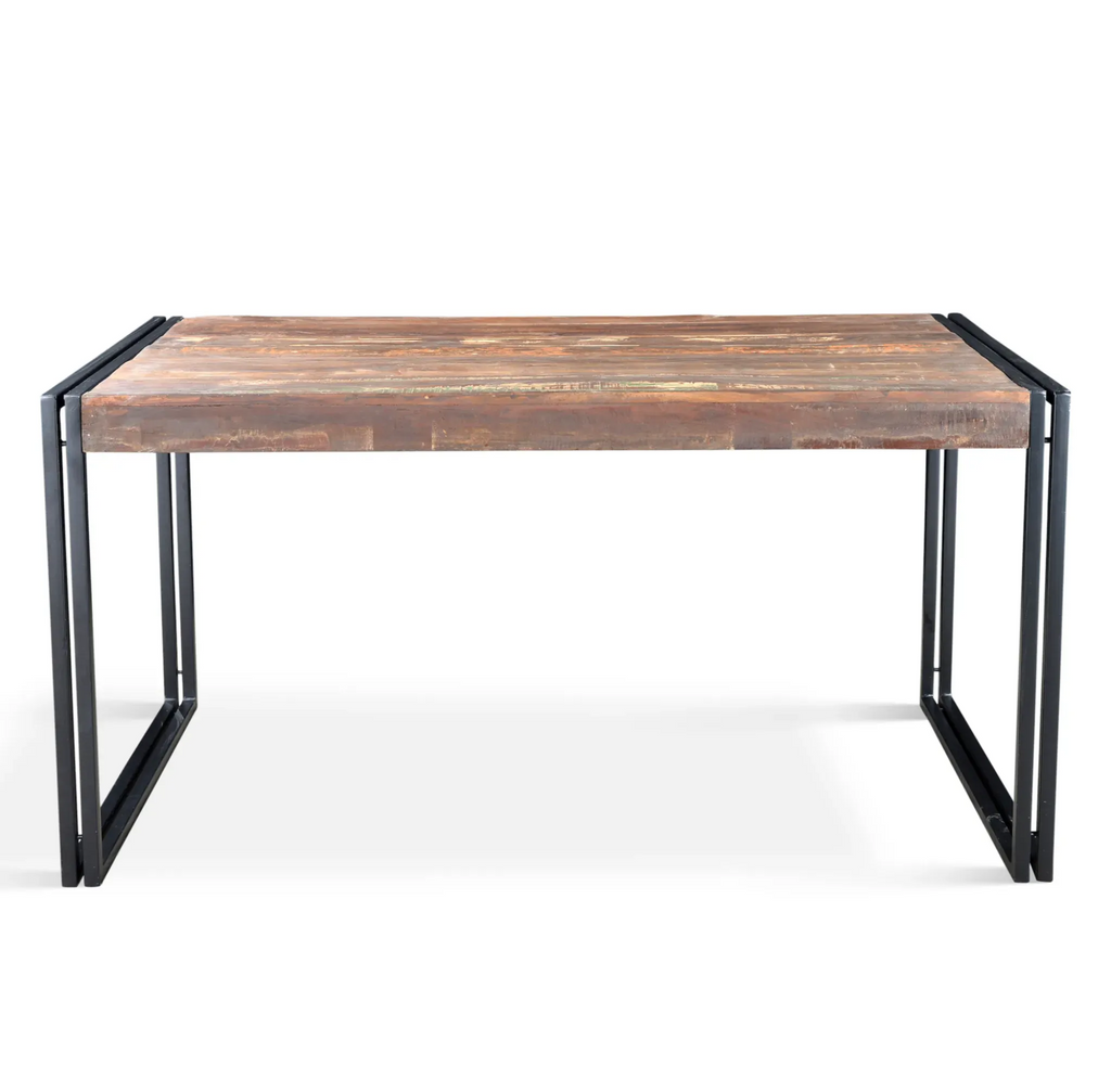 Reclaimed Wood Dining Table with Metal Legs