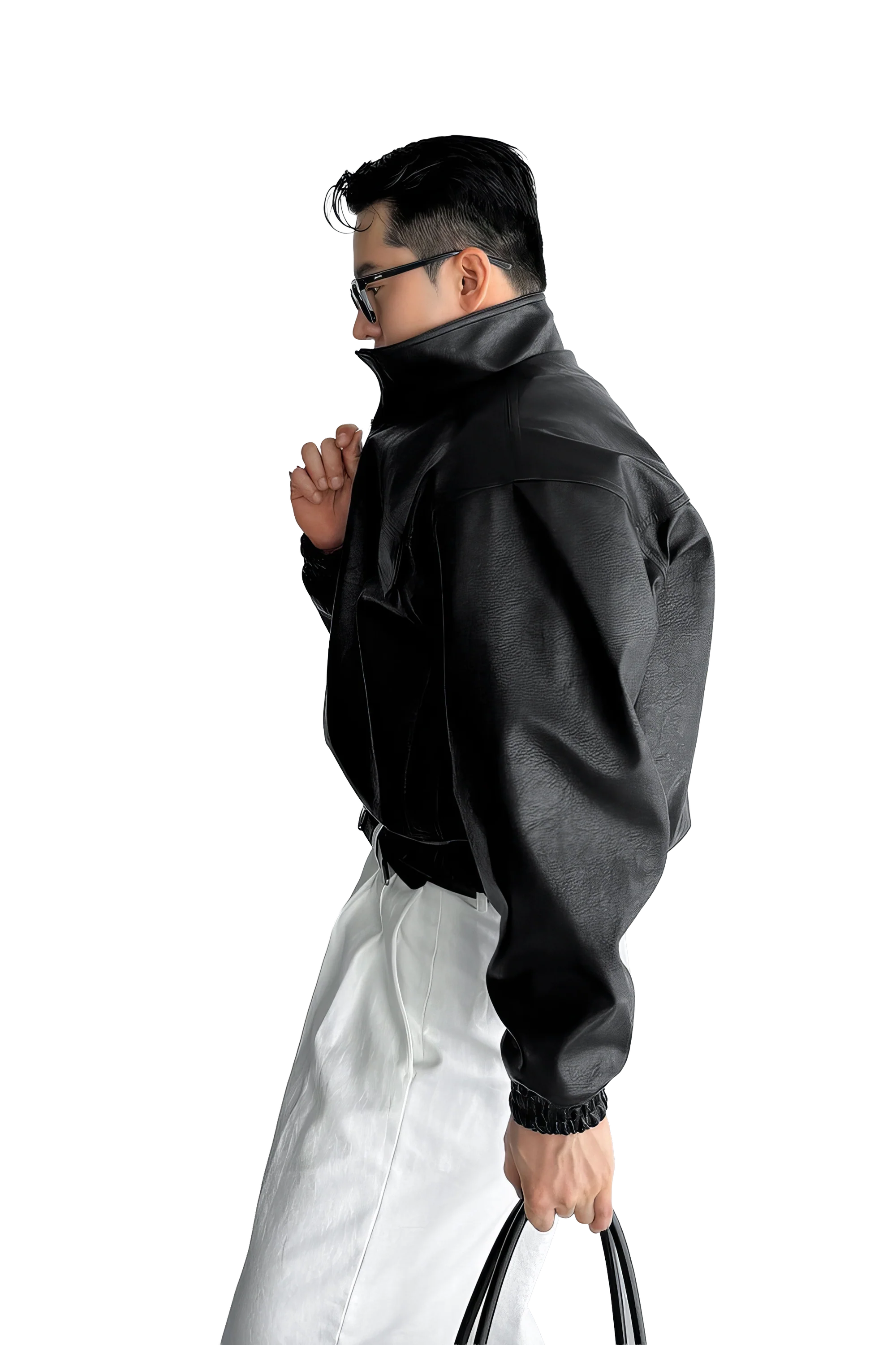Men's Biker Leather Jacket – Short Moto Jacket with Pockets