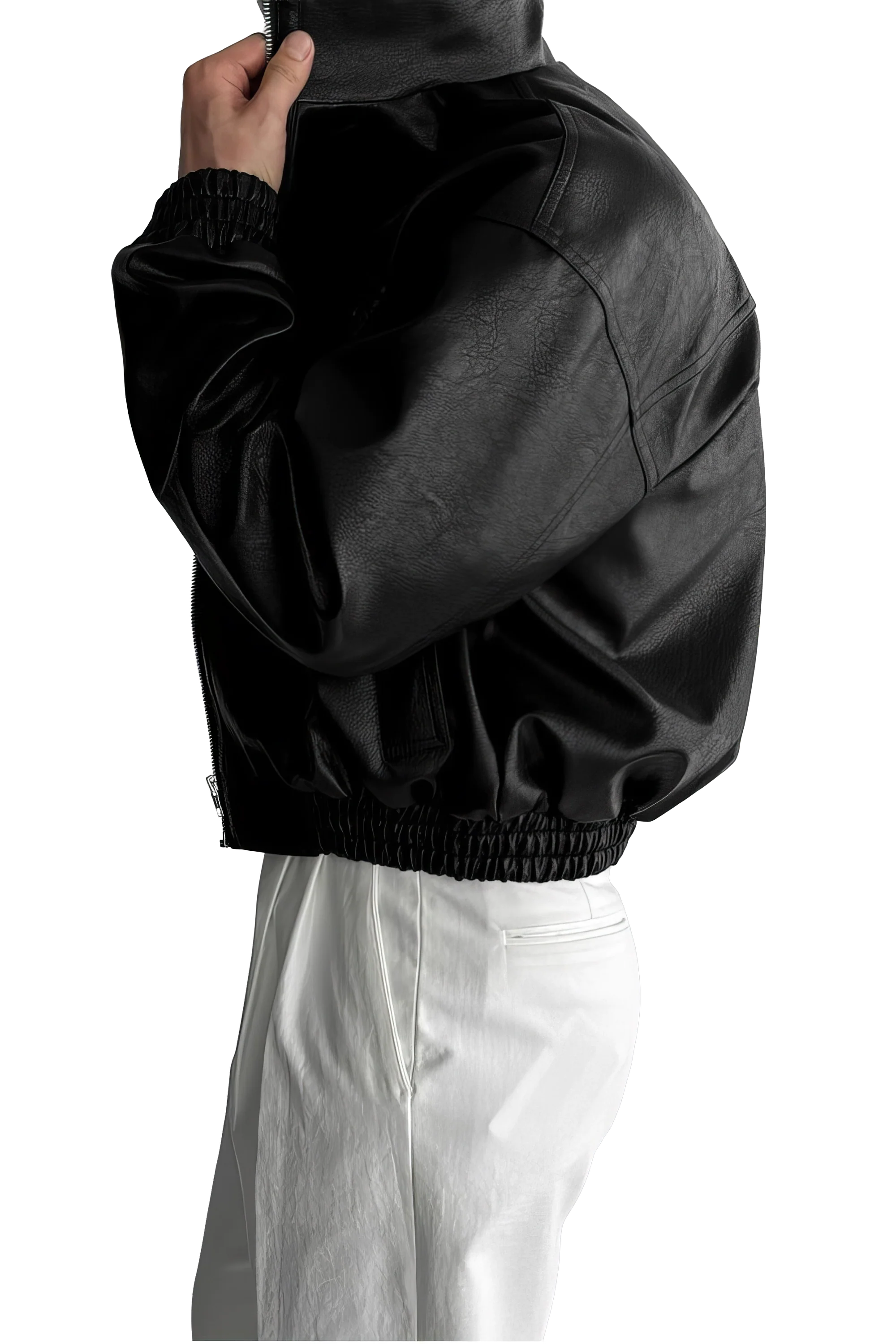 Men's Biker Leather Jacket – Short Moto Jacket with Pockets