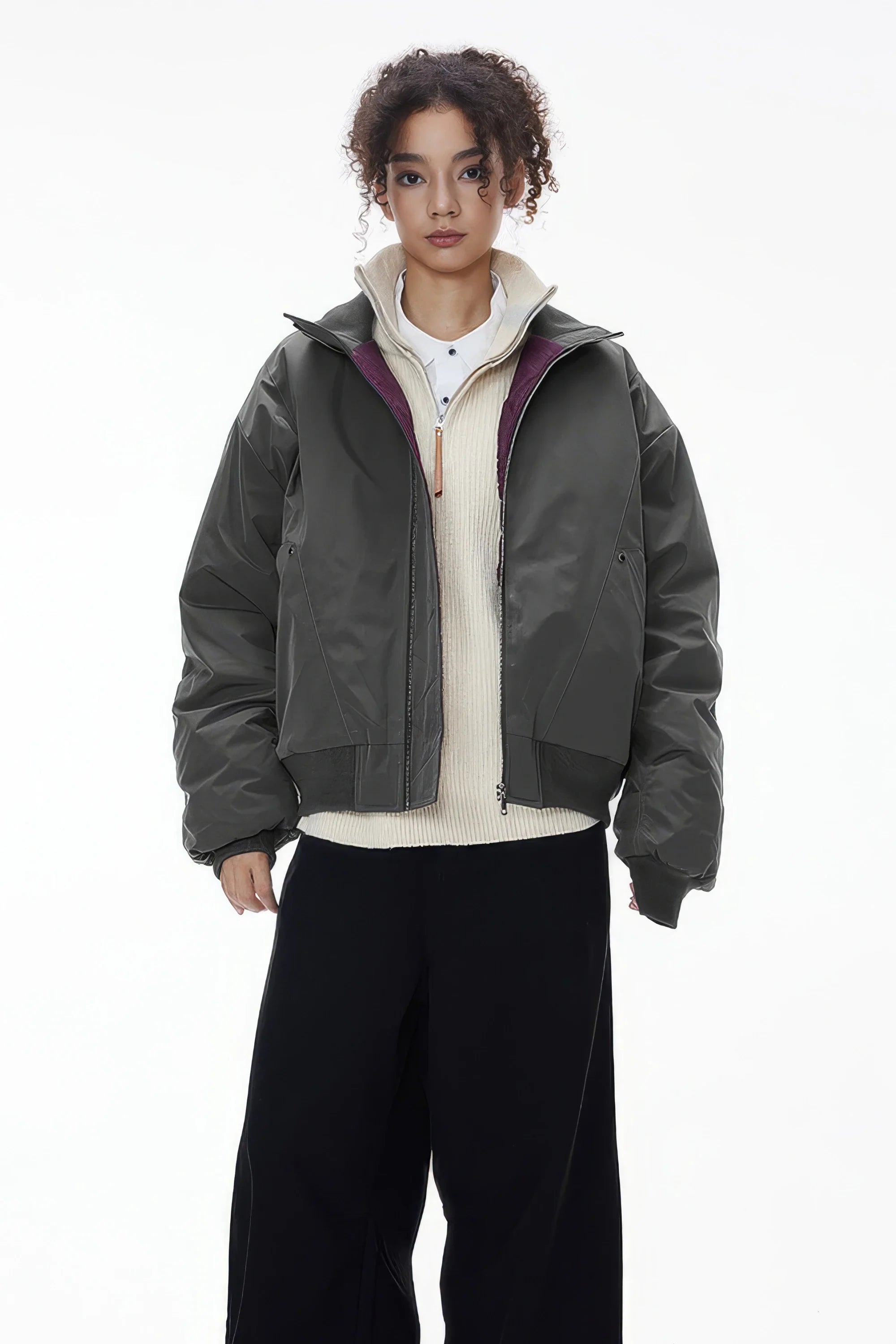 Unisex Stand Collar Cotton Flight Jacket for Casual Wear