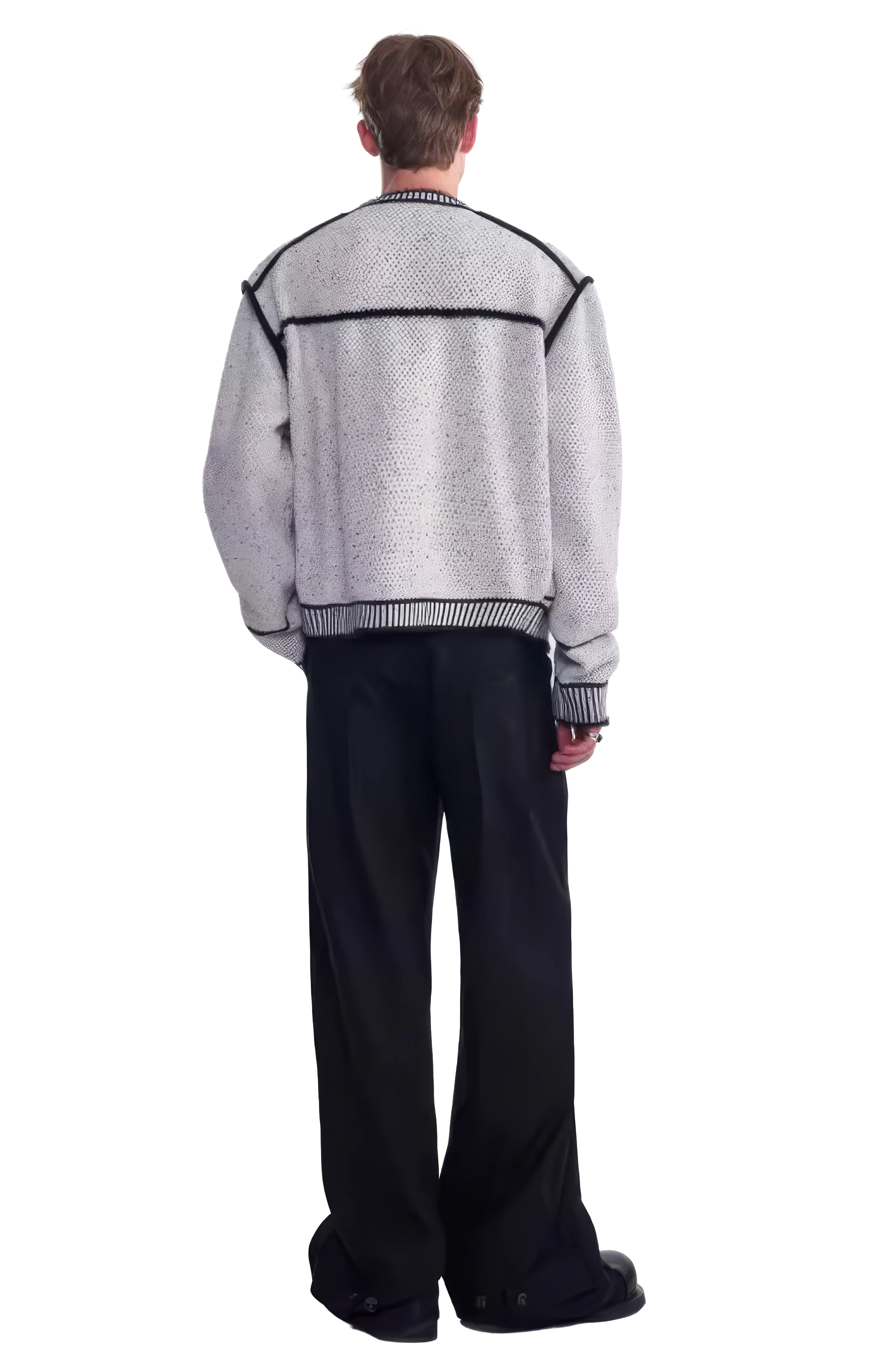 Knitted Sweater Jacket with Mark Pen Design