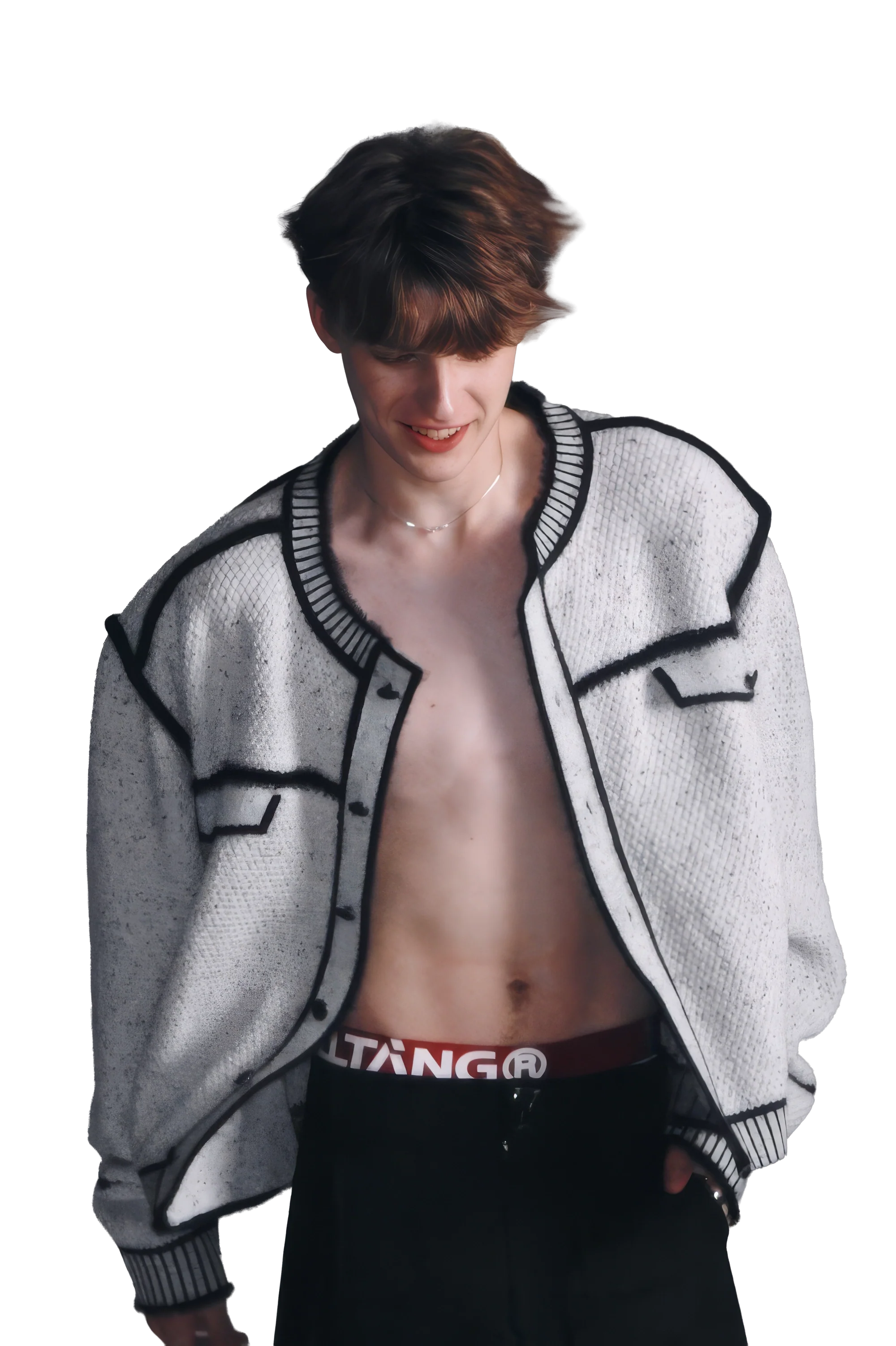 Knitted Sweater Jacket with Mark Pen Design