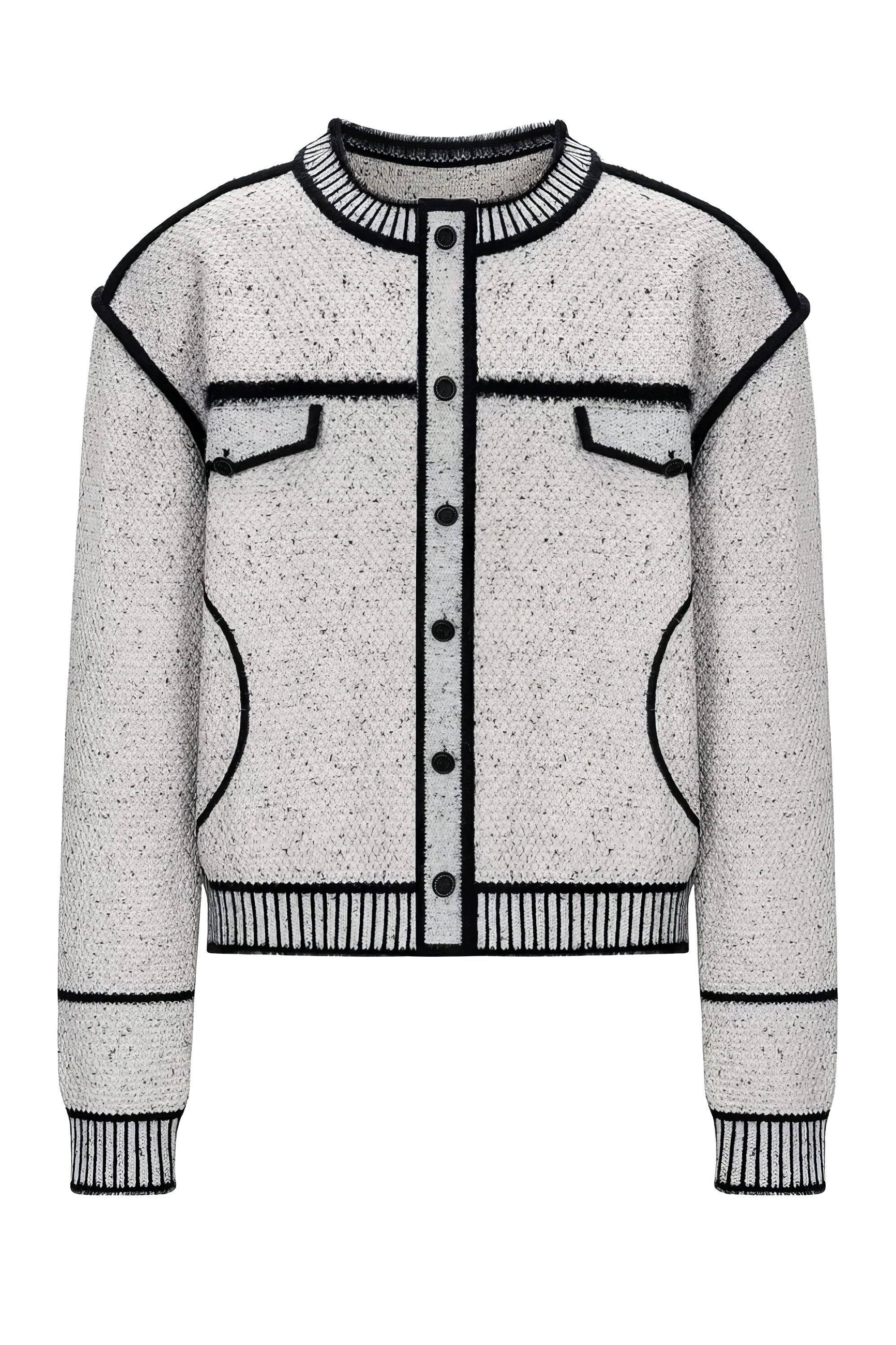 Knitted Sweater Jacket with Mark Pen Design