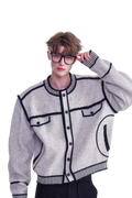 Knitted Sweater Jacket with Mark Pen Design