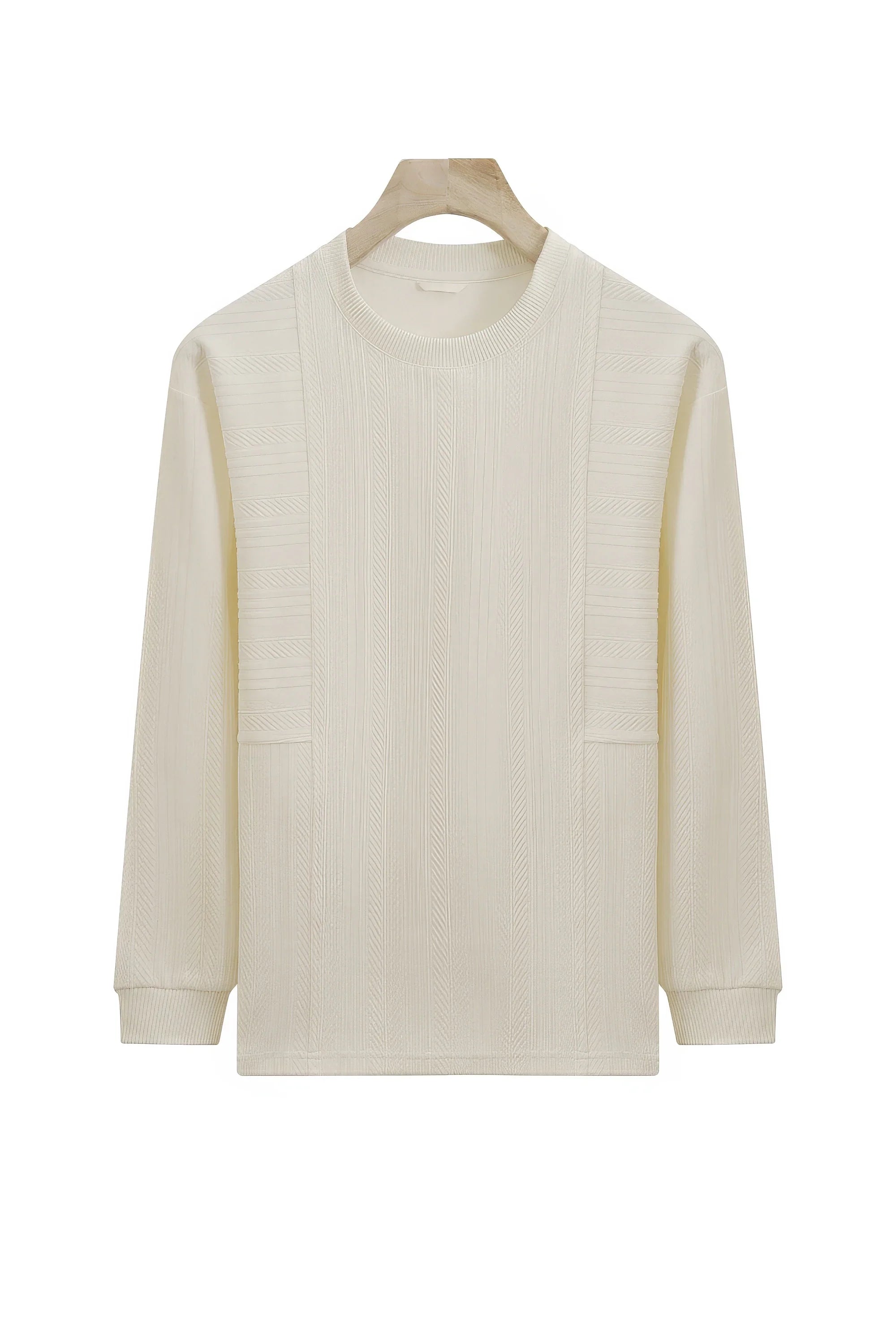 Men's Long Sleeve Knit Sweater with Textured Pattern