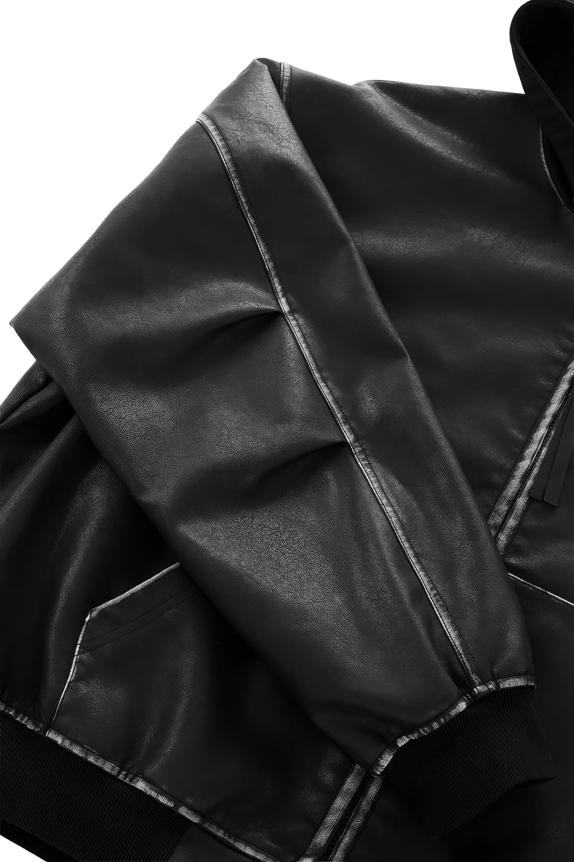 Washed Leather Hooded Jacket - Vintage American Street Style