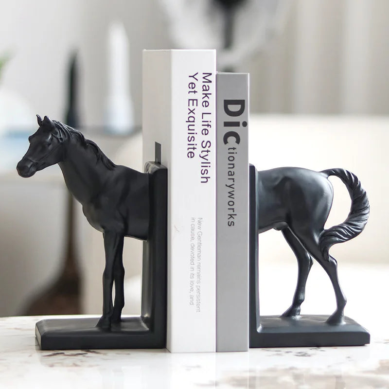 "DecorBites™ Dark Horse Stallion Resin Figurine for Home Decor Bookshelf Storage"