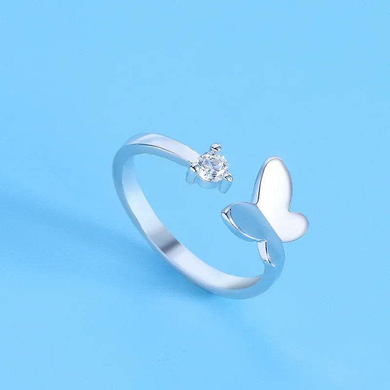925 Sterling Silver Zircon Adjustable Ring | Women's Cocktail Jewelry