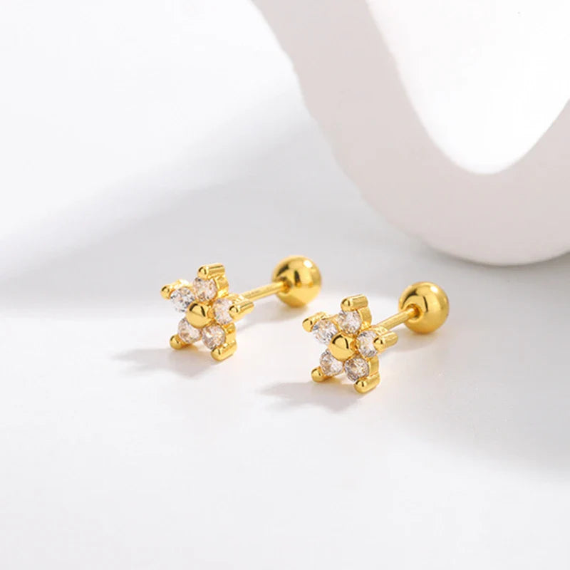 Heart Stud Earrings for Women | Hypoallergenic Screw Back Piercing Jewelry